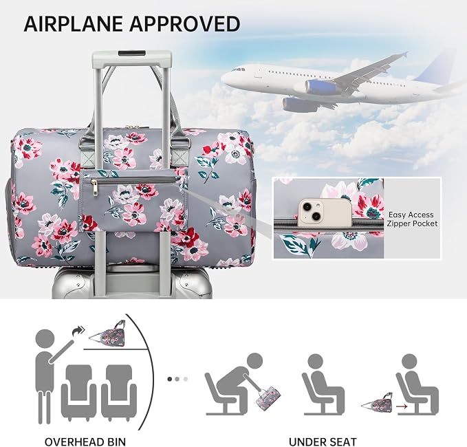 Duffle Bag for Travel, Weekender Bag with Shoe Compartment, Carry On Overnight Bag for Women with Toiletry Bag, Gym Bag with Wet Pocket, Hospital Bags for Labor and Delivery Beige - Image 2