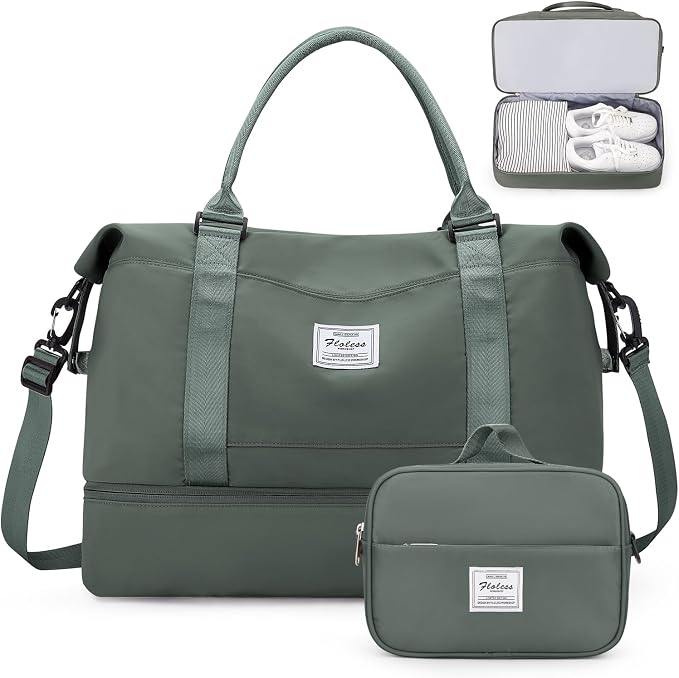 Weekender Bags for Women, Personal Item Travel Bag with Shoes Compartment | Overnight Travel Duffel Bag with Toiletry Bag, Airplane Friendly Carry-On Bag with Wet Pocket & Trolley Sleeve,Medium by SYCNB