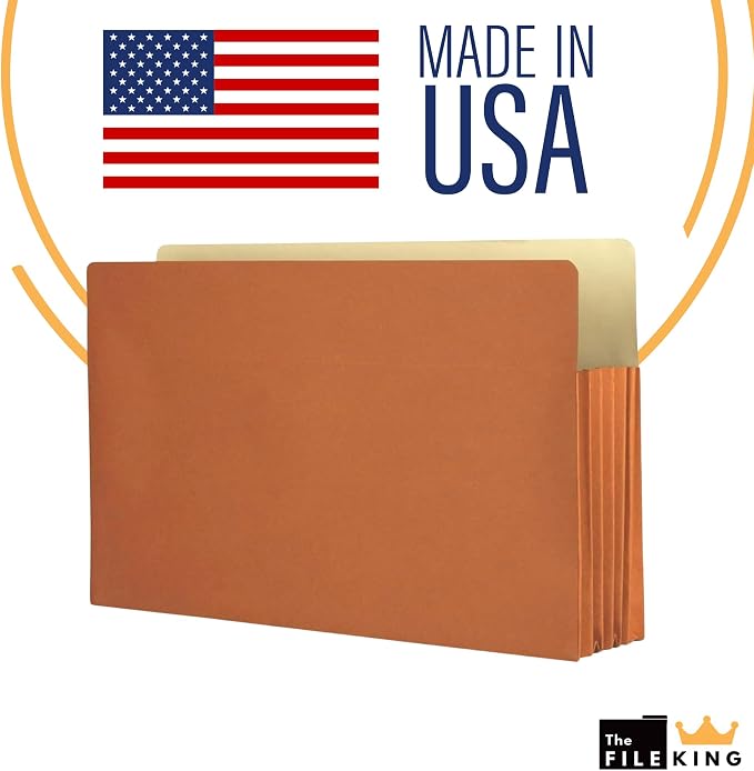 The File King Expanding Accordion File Folder – Legal Size | 5.25” Expansion, 10 Pack | Red Rope Expanding Pocket | Straight Cut Tab | Law, Accounting & Business Filing Organizer | Made in USA - Image 5