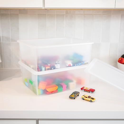 ECR4Kids Letter Size Tray Organizer with Lid, Large, 10-Piece, Clear | Durable plastic, GREENGUARD Gold Certified, 1 gallon capacity, stackable/nestable, easy-lift lids, classroom & home use - Image 7