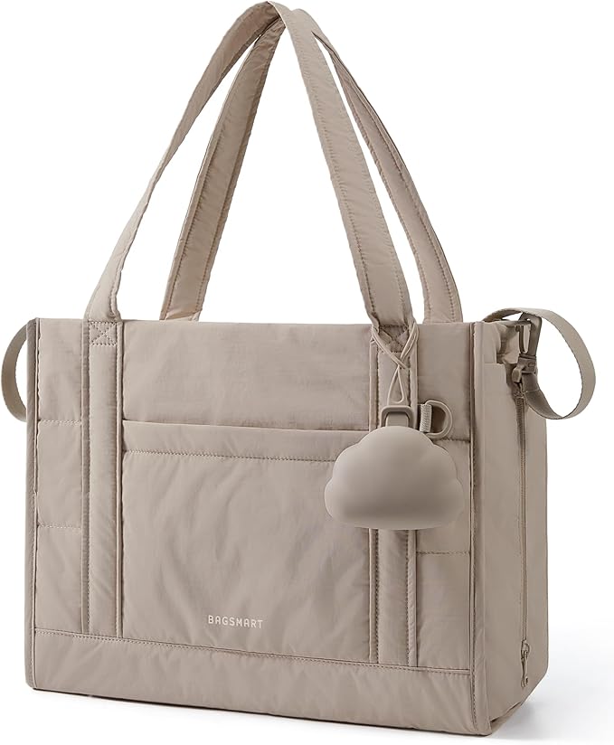 BAGSMART Diaper Bag Tote Puffer Baby Bag Lightweight for Travel, Work | Pacifier Case, Insulated Pockets, Stroller Straps, Hospital Bag for Labor and Delivery by BAGSMART