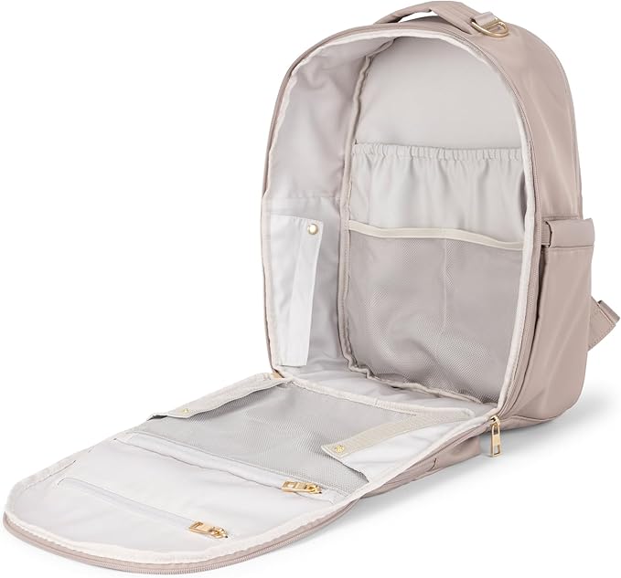 JuJuBe New Classic Diaper Bag Backpack with Portable Changing Pad, Stroller Straps, Large Travel Backpack for Boy or Girl, Carrying Baby Bottles, Wipes, Diapers, Pacifiers, Taupe, Mother's Day Gift - Image 3