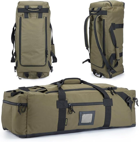 105l Large Duffel Bag For Travel, Gym & Sports - Water Repellent Polyester, Hidden Straps, Shoe Compartment - Perfect Luggage Duffle Bag Or Backpack For Men & Women by Focusedonquality
