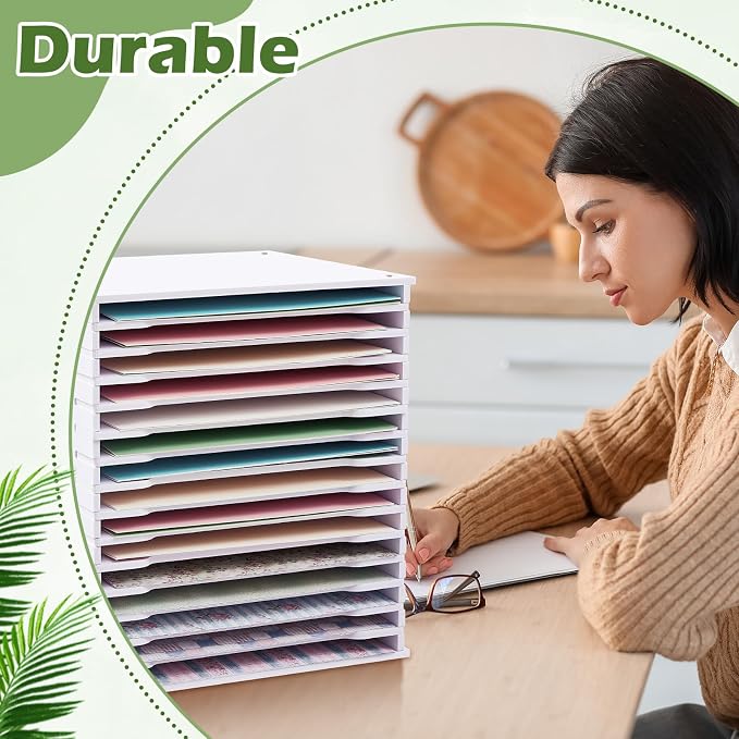 CroBlissful 15 Tier 12" x 12" Scrapbook Paper Organizer Adjustable Desk Scrapbook Paper Sorter Storage Rack File Organizer Wide Document Holder for School Office Home(12.99 x 13.78 x 14.96 Inches) - Image 6