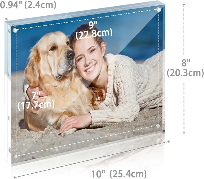 8x10 Acrylic Frame 1 Pack,24MM Thicker Frameless Clear Picture Frames | Freestanding Double Sided Magnetic Picture Frame,Acrylic Picture Frames for Desktop Display with Microfiber Cloth,Gift Ideal - Image 3