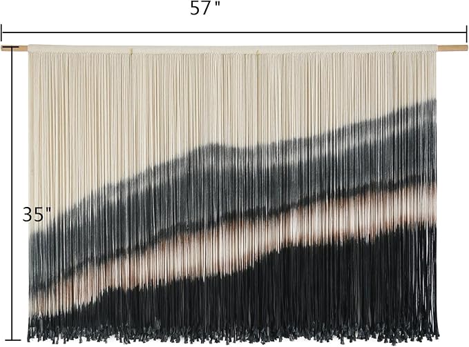 Jakalin Macrame Wall Hanging Black Dip Dye Fiber Tapestry Handmade 57"x35" | Fiber Yarn Wall Art,Craftsmanship,Hand-dip Dyed, Boho Style to Bedrooms, Living Rooms, Nursery ,Couch,or Entryways. - Image 5