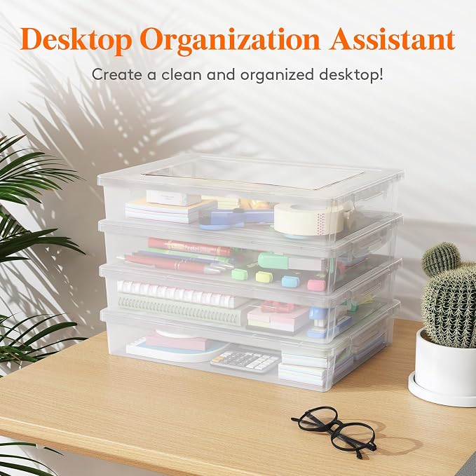 Lifewit 5 QT Paper Storage Bins with Lid, Document Organizer, 12 Pcs, Clear | Plastic File Container Fits 8.5" x 11" Letter& A4 Papers, Classroom Organization for Board Game, Document, Craft, Art Supply - Image 8