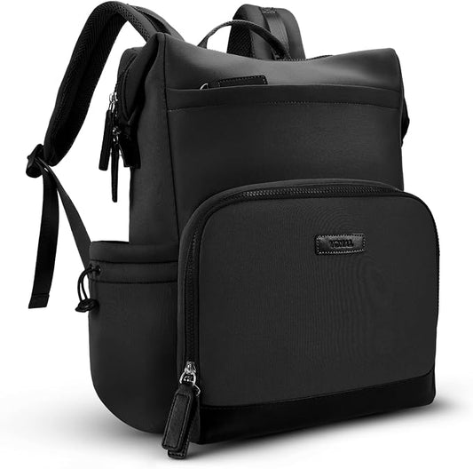 VONAL Neoprene Diaper Bag Backpack with Changing Pad, 33L Large Capacity Neoprene Backpack Baby Diaper Bag with Insulated Pockets, Travel Diaper Backpack Baby with 12 Pockets for Mom & Dad, Black by VONAL