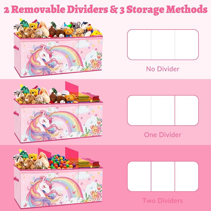 Large Toy Box Collapsible Chest Organizer with Flip Lid for Kids | Oxford Storage Box with Handle for Boy Girl Sturdy Waterproof Organizing Decor for Bedroom Playroom Nursery 37.7×12.5×15.7'' - Image 7