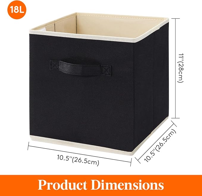Lifewit Storage Cubes, 11 Inch Organizer Bins, 18L Black, 12 Packs | Foldable Decorative Fabric Storage Baskets for Organizing Home Organizers with Handles for Shelves, Closet - Image 5