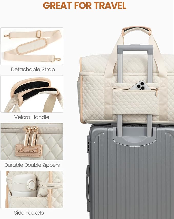LOVEVOOK Travel Duffle Bag - Weekender & Overnight Bag with Toiletry & Wet Pocket, Carry-On Size, 3pc Set - Image 5