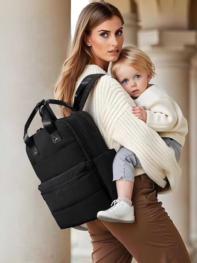 MOMINSIDE Diaper Bag Backpack - Baby Essentials Travel Tote - Baby Diaper Bag, Travel Essentials Baby Bag Diaper Bags with Changing Pad, Stroller Straps，15 Pockets,4 Insulated Pockets,Black - Image 2