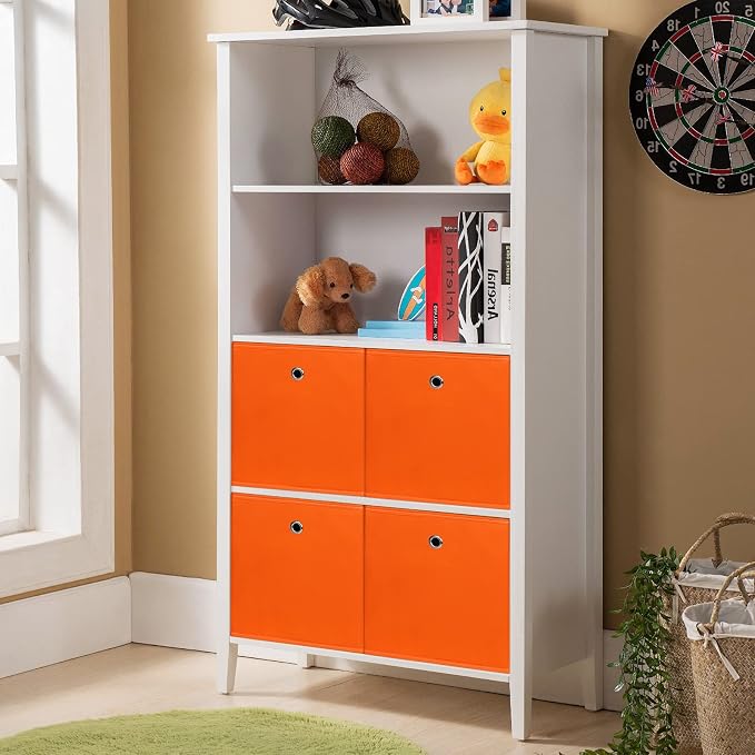 Foldable Storage Cubes Bins ,11 Inch Cloth Storage Cube Fabric Storage Box Cubes Organizer Baskets with Handles for Home Organizer Set of 6 (Orange) - Image 5