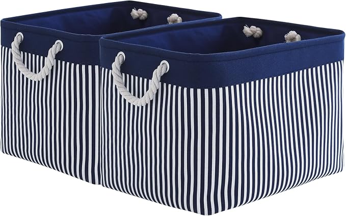 TcaFmac Organization and Storage Basket for Shelves - Large 2 Pack 16x12x12 inch Fabric Storage Cubes, Collapsible Storage Bins for Gift Closet Cloth Toy Books Kids (Navy Patchwork) by TcaFmac
