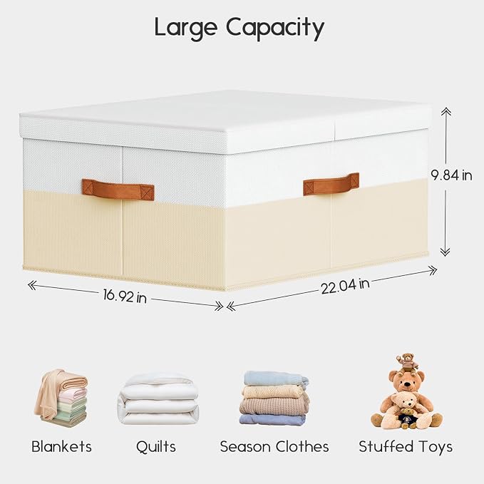 Extra Large Storage Bins - 3 Pack Closet Storage Boxes with Double-Open Lid & Divider Board, Stackable Colthes Storage Organizer, Fabric Basket with Label Tag for Home, Laundry - Image 2