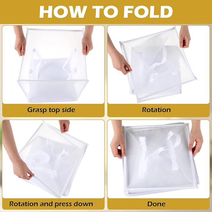 Zopeal 6 Pack Collapsible Mesh Laundry Basket, White, Single-layer | 13 Inch Square with Handles, Portable Foldable Hamper, Mesh See-through, Space Saving for Dorm Bedroom Laundry Room - Image 4