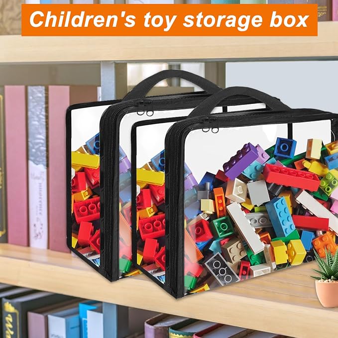 20 Pack Extra Large Toy Storage Bags PVC Organizing Bags with Zippered, Toy Storage Organizer with Portable Handheld，Waterproof Toy Bags for Board Games Clay, Building Blocks, Toys，Books - Image 5