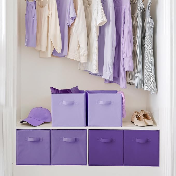 Cupic Cupid 6-Pack 13x13 Storage Cube Bins, Fabric Cubes, Purple Gradient | Foldable, Reinforced Front Handle, Holds Toys, Books, Accessories, Fits Closet, Shelves, Playroom, Office, Cubby - Image 4