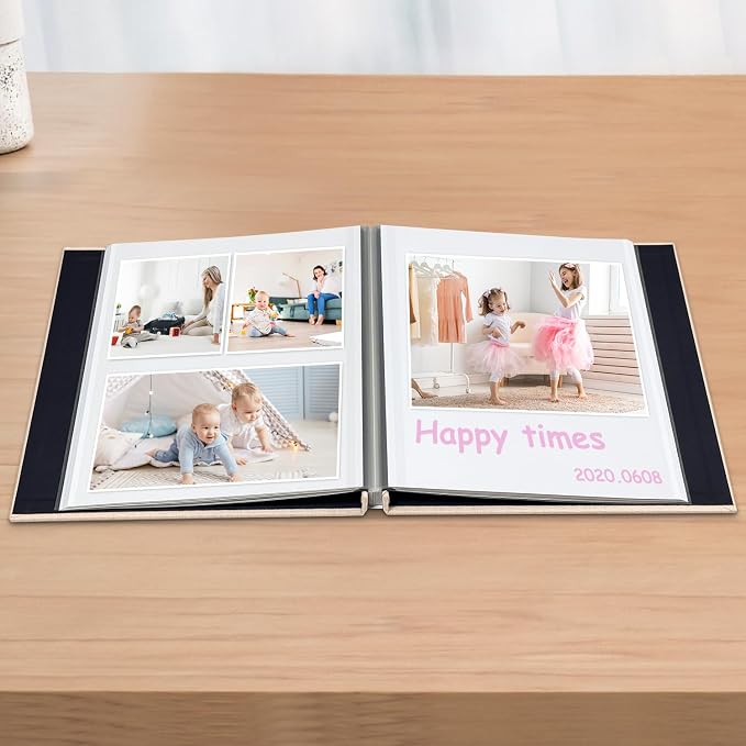 Large Photo Album Scrapbook – Holds 4x6, 8x10 Pictures – Self-Adhesive Pages for Baby, Wedding, Travel & Family Memories | Includes Metallic Pen & Scraper/Light Beige Large DIY Memory Book for Gifts - Image 3