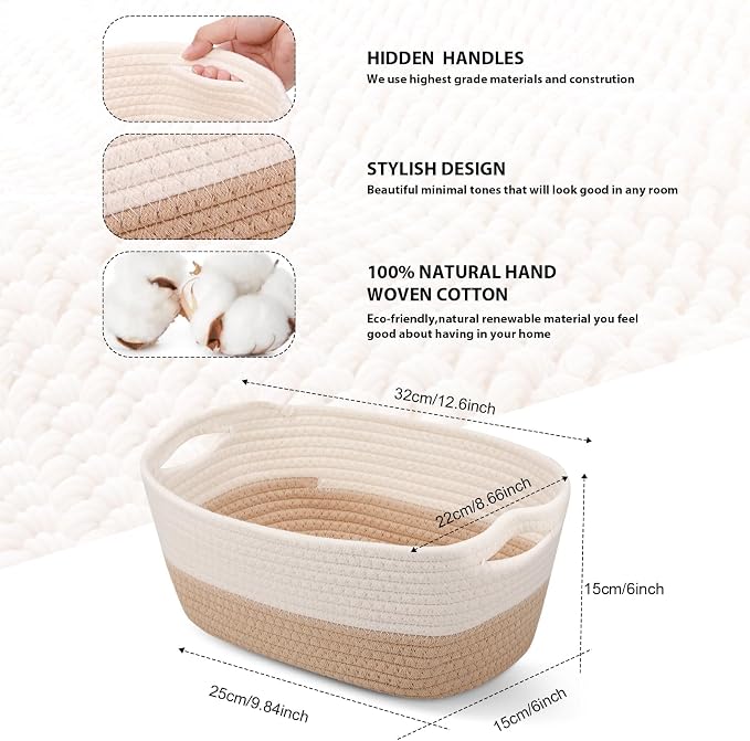 12 Pack Small Storage Baskets for Organizing, Woven Rope Bins,Boho - Image 2