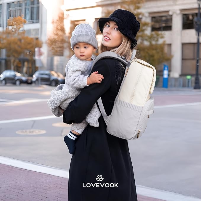 LOVEVOOK Diaper Bag Backpack, Baby Travel Bags for Boys & Girl, Toddler Waterproof Diaper Bag w/Changing Pad (Grey, 15.6''-Small) - Image 8