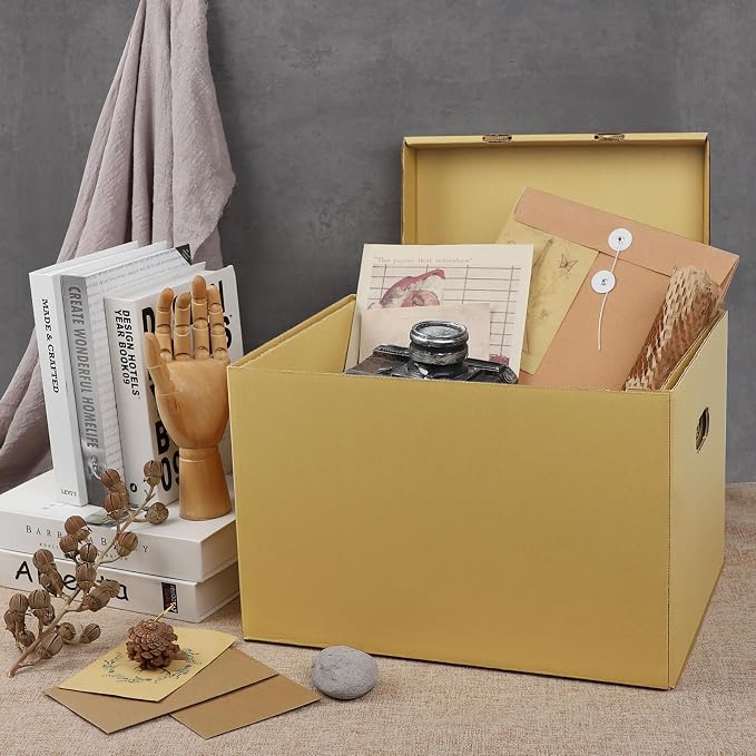 Lineco, Archival Storage Cartons, Acid-Free, 12x15x10 in, Tan, Pack of 5 | Ready-To-Assemble Filing Boxes for Organizing and Storing Documents, Prints, or Photos, Buffered Corrugated Board - Image 4