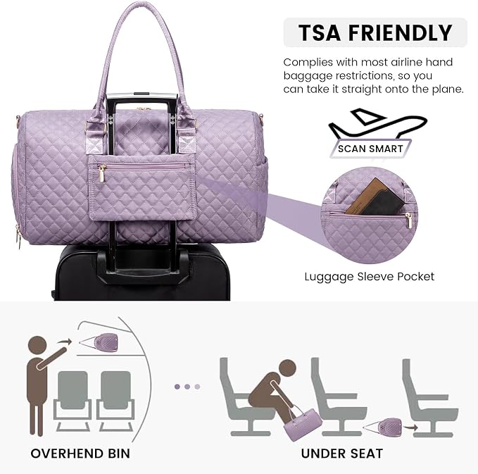 LOVEVOOK Travel Duffle Bag, Weekender Bag for Women with Toiletry Bag, Carry on Overnight Bag with Shoe Compartment, Gym Duffel Bag with Wet Pocket, Mommy Hospital Bags for Labor and Delivery - Image 4