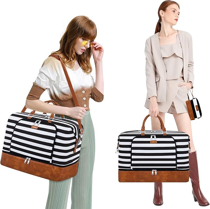 TIBES Travel Weekender Bag for Women, Overnight Bag with Shoe Compartment | 3PCS Large Travel Duffel Bag for Gym, Travel, Hospital, Business Trip, Carry On Tote, Wet & Dry Separation, Water Resistant - Image 2