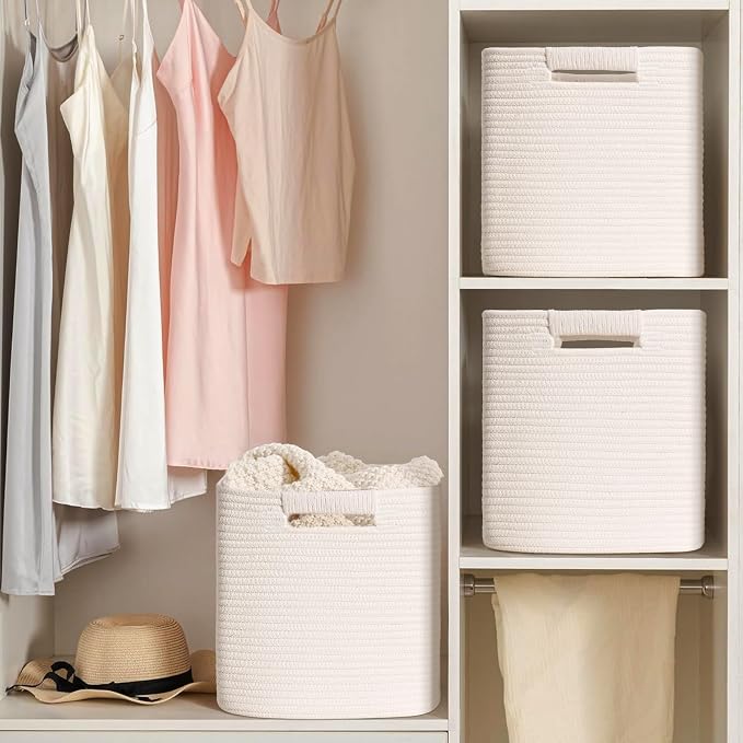 11 Inch Storage Cubes, 6 Pack Cube Storage Bins for Organizing, Cotton Rope Woven Baskets for Shelves, Bathroom, Kids Room, Closets, Baby Nursery - Image 5