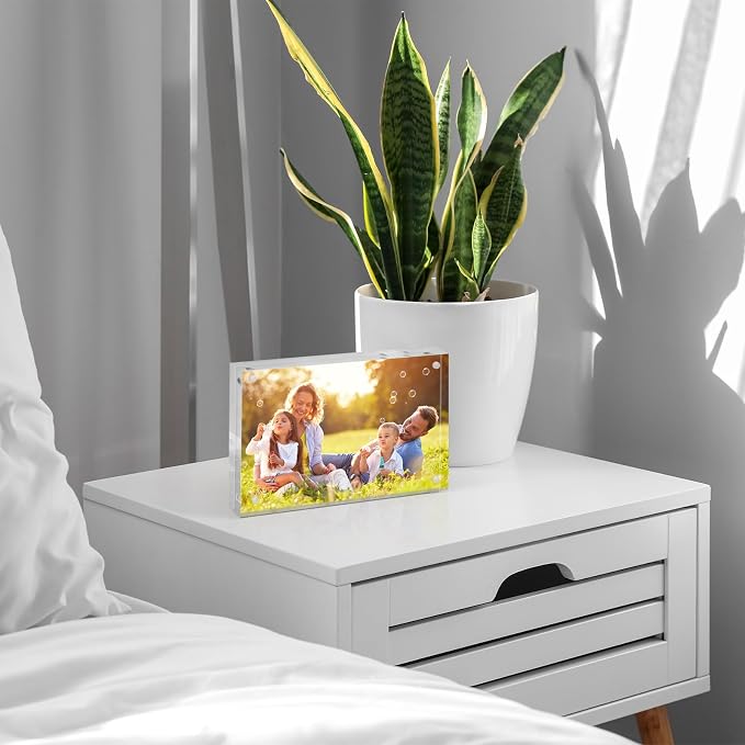 SYNTRIFIC 4x6 Acrylic Frames 6 Pack,10+10mm Thickness Acrylic Picture Frames,Freestanding Double Sided Magnetic Picture Frames Lucite Frameless Transparent Gift for Desktop Display | Clear Lucite Frames, Stand on Desk, Horizontal and Vertical, Frameles... - Image 8