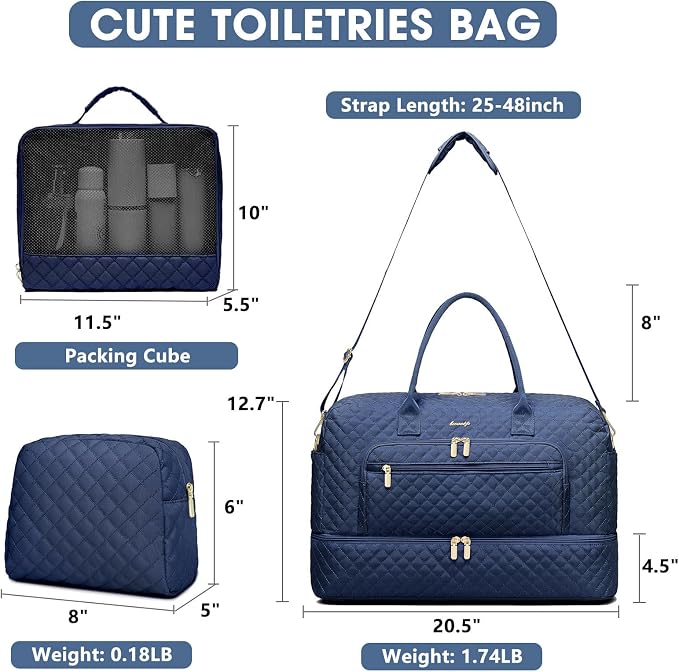 Large Women's Travel Duffel, Weekender with Shoe Compartment, Carry On Overnight Bag, Gym Duffel with Wet Pocket, Hospital Bags for Labor and Delivery - 3 PCS Set - Image 2