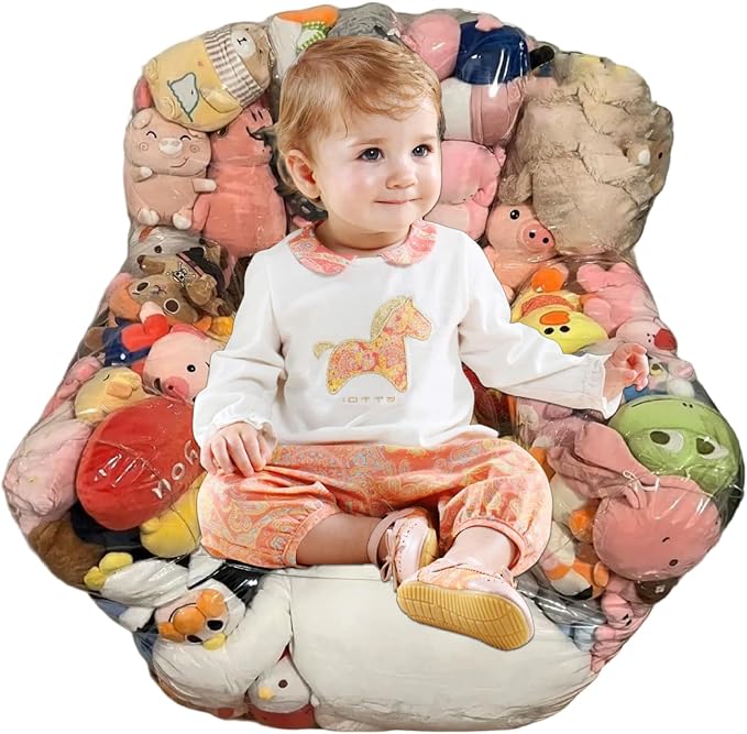 Bean Bag Stuffed Animal Storage Waterproof PVC Clear Bean Bag with Zipper Stuffable for Kids Toddler Armchair for Organizing Kids Rooms Stuffed Animal Storage Toy Bags Bath Toy - Image 5