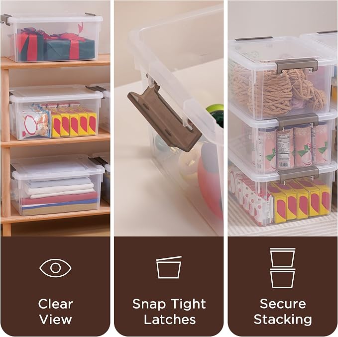 17QT Plastic Storage Bins with Lids, 5Packs Stackable Containers | Large Clear Storage Box with Durable Latching Organizing for Garage,Closet,Kitchen - Image 3
