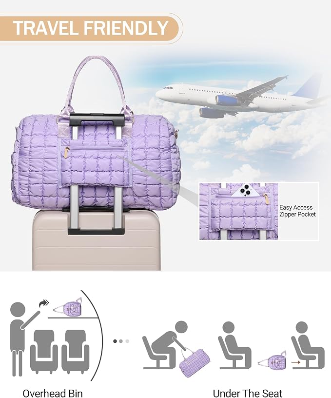 Duffle Bag for Travel, Weekender Bag with Shoe Compartment, Carry On Overnight Bag for Women with Toiletry Bag, Gym Bag with Wet Pocket, Hospital Bags for Labor and Delivery Beige - Image 6