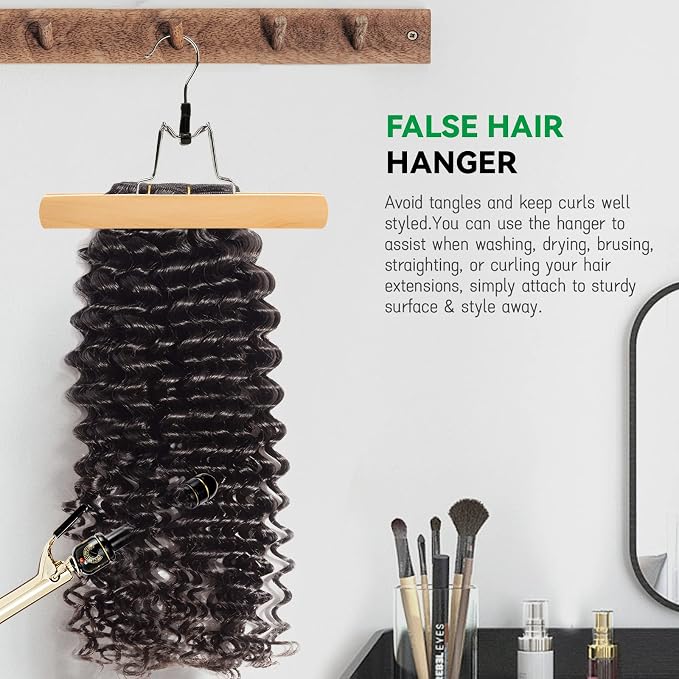 Nature Smile Wooden Pants Skirt Hangers, Smooth Finish Solid Wood Non Slip Jeans Slack Clamp Hangers Hair Extension Hangers(20Pcs Natural)… - Image 8