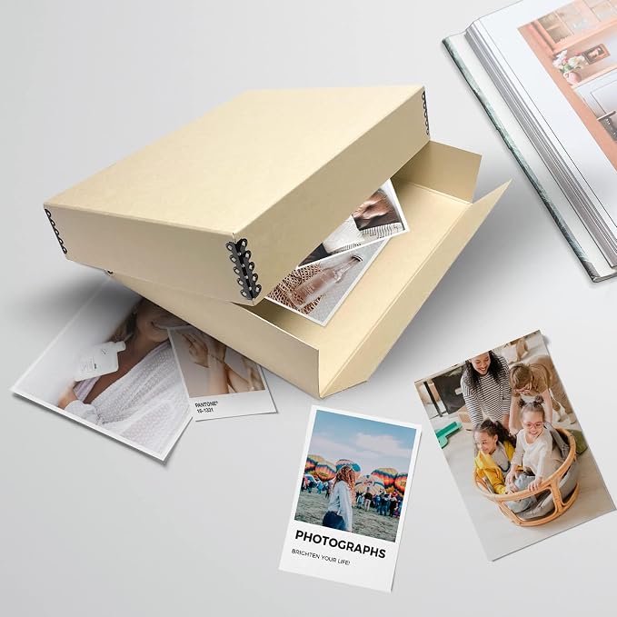 Lineco Drop Front Archival Storage Box, 11.75x15.25x3 in, Tan, 2 Pack | Acid-Free with Metal Edge, Preserves Picture Longevity, Organize Photos, Newspapers, Prints, Documents, Crafts, DIY - Image 8