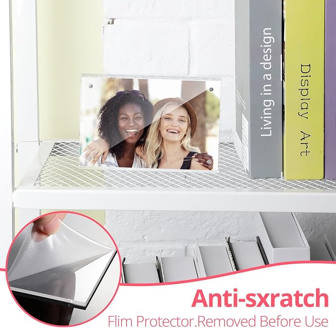 Yalikop 4 Pcs 5 x 7 Inch Thick Clear Acrylic Magnetic Photo Frames, 20mm Thickness Double-sided Transparent Visible Picture Frame Desktop Display for Home Office School Store Supplies - Image 3