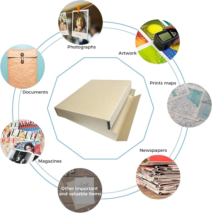 Lineco Drop Front Archival Storage Box, 17.75x22.75x3 in, Tan, 2 Pack | Acid-Free with Metal Edge, Preserves Picture Longevity, Organize Photos, Newspapers, Prints, Documents, Crafts, DIY - Image 6