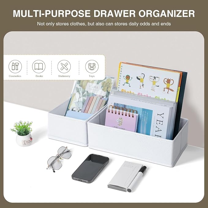 DIMJ Drawer Organizer Clothes, 24 Pack Dresser Organizer, Foldable Closet Organizers and Storage, Fabric Dresser Drawer Organizers, Drawer Dividers for Nursery, Baby Clothes, Underwears, Sock - Image 4