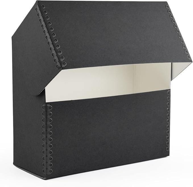 Lineco Archival Document Storage Box, Black, 15.5" x 10.5" x 5" | Legal-Sized, Metal Edge, Acid-Free Boxboard Case, Organize Files, Prints, Photos by Lineco