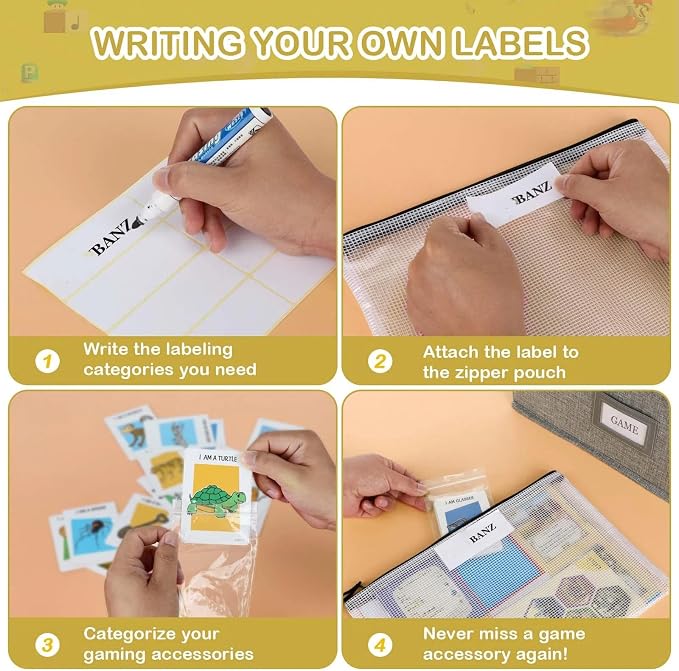 Board Game Storage, Board Game Organizer with 12pcs Zipper Bags and Writable Stickers, Board Game Organizers Storage with Lid for Office Supplies, Puzzles, Video Game, Craft Product,2-Pack - Image 4