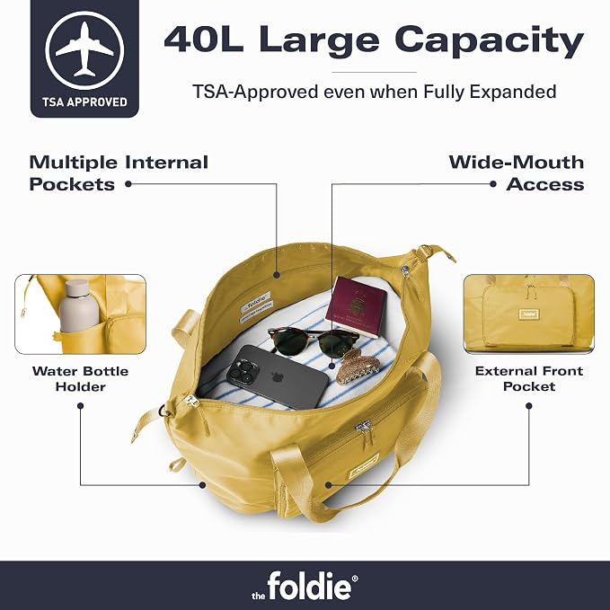 The Foldie Foldable Travel Bag for Women - 40L Weekender Bag with Multiple Pockets - Carry On Expendable Travel Bag - Image 3