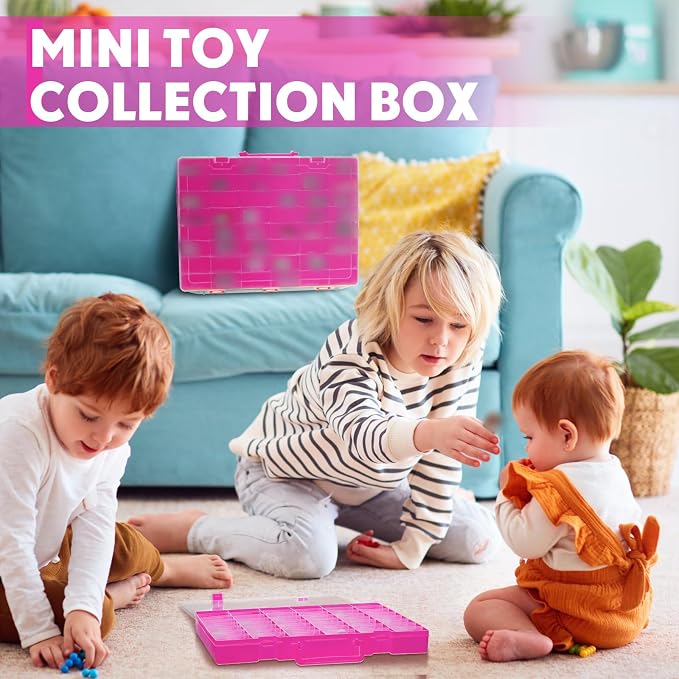 2 Pcs 48 Grids Plastic Bead Organizer Box with Divider, Pink - Image 5