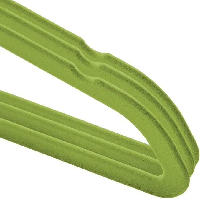 Casafield 50 Velvet Baby Hangers - 11" Size for Infant & Toddler Clothes - Lime Green - Image 3