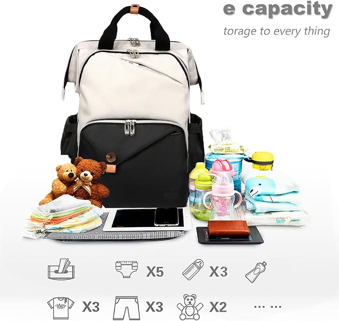Hap Tim Baby Diaper Bag for Boys Girls, Large Backpack Diaper Bags with Double Compartments, Baby Registry Search Shower Gifts Stuff Newborn Must Haves（7340-BH） - Image 2