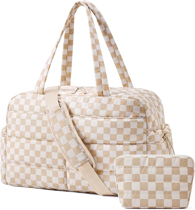 BAGSMART Gym Bag for Women with Toiletry Pouch, Lightweight Weekender Bags for Women with Wet Pocket, 31L Quilted Travel Duffle Carry On Bag, Weekender Overnight Bag for Travel,Water Resistant by BAGSMART