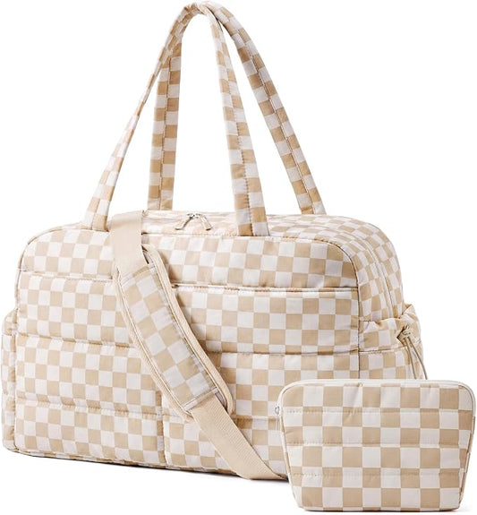 BAGSMART Gym Bag for Women with Toiletry Pouch, Lightweight Weekender Bags for Women with Wet Pocket, 31L Quilted Travel Duffle Carry On Bag, Weekender Overnight Bag for Travel,Water Resistant by BAGSMART