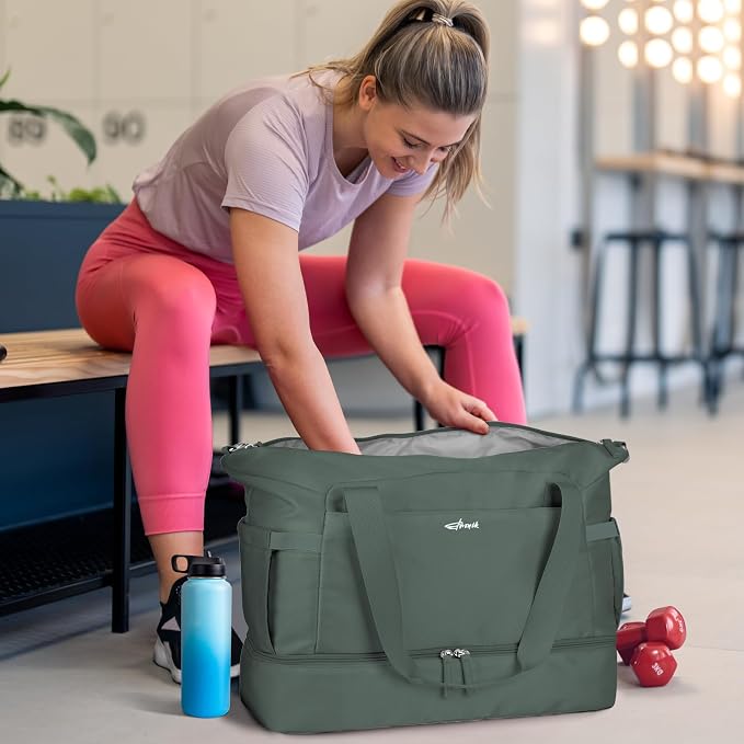 Gym Bag for Women, 45L Carry On Travel Duffel Bag with Shoes Compartment | Weekender Overnight Duffel Bag with Wet Pocket, Hospital Bag for Women Labor Delivery, Carry On Bag for Travel, Gym, Weekend - Image 5