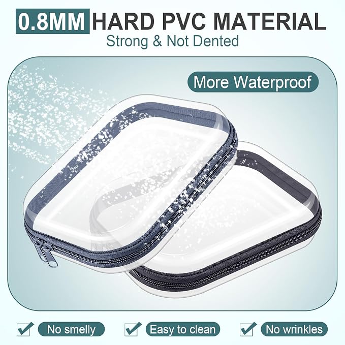 Sanwuta 6 Clear Hard Zipper Case,Blue-green,7.87 X 5.9 X 2 Inch | Pencil Case Pouches ,Makeup Bag,Plastic Toiletry Diaper Bag ,Travel Toy Storage,Waterproof Organizer Bins - Image 4