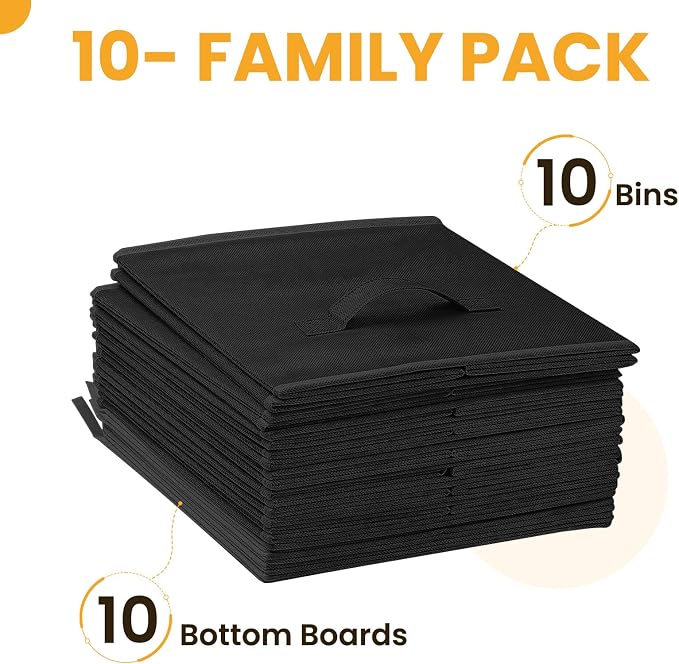 Large Storage Cubes- 13 Inch Cube Storage Bins for Organizing Shelves Kallax - Nursery Closet Organization Bins for Clothes Blanket - 10 Pack Collapsible Decorative Storage Box for Magazines (Black) - Image 8